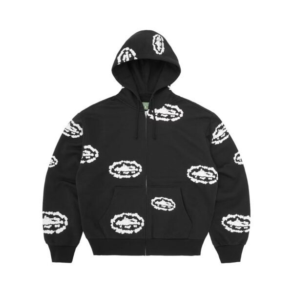 Denim Tears x Corteiz Island Wreath Zip Hoodie Black