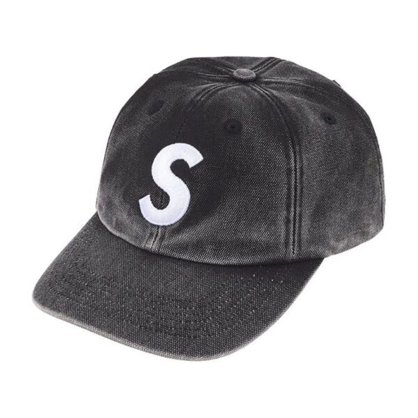 Supreme Pigment Coated S Logo 6-Panel “Black” (SS 26)